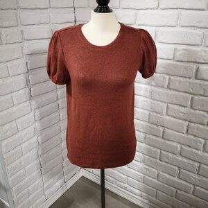 NWOT Ricki's Ladies Size Medium Rust Short Sleeves Lightweight Sweater